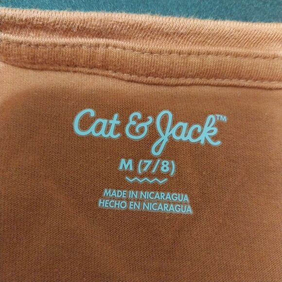 NWT Cat & Jack top Kids 7/8 autumnal orange long sleeve t-shirt Unicorn Rainbow - Picture 3 of 7